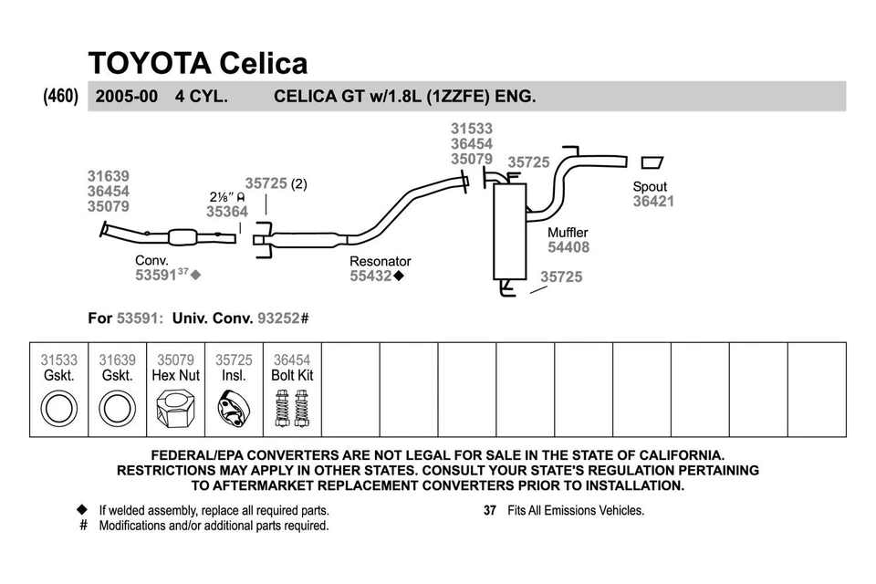 For Toyota Celica 00-05 Walker 55432 Aluminized Steel Round Resonator Assembly Foto 2 de 2