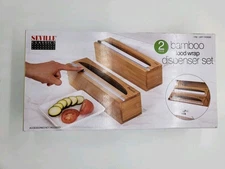 New Seville Classics Bamboo Food Wrap & Foil Dispenser 2-piece Set- 1 Package