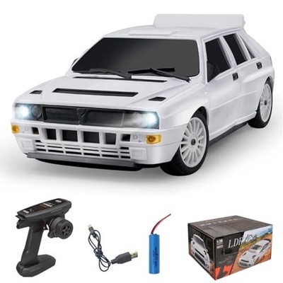 Mini RC Drift Car, 1/28 Scale 4WD 2.4GHz Full Proportional White (Ld2803)