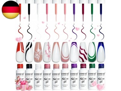 JODSONE 10pcs Nail Art Gel Liner, 3D Effekt Gel Nagellack Dünner Pinsel