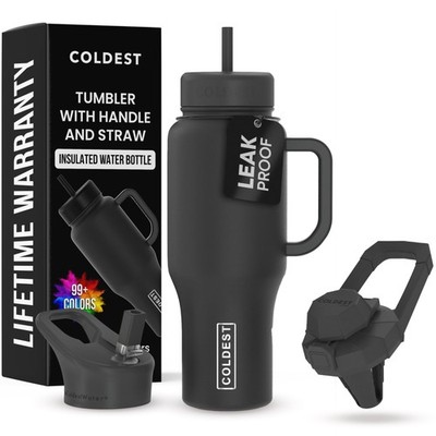 Coldest Tumbler with Handle and Straw - 100% Leak Proof Insulated Tumbler with L
