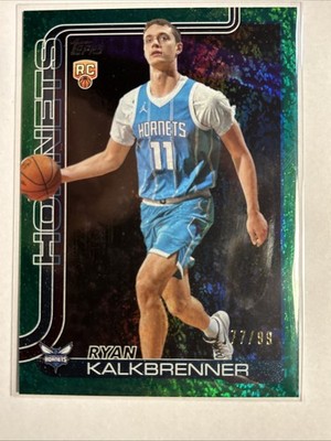 Ryan Kalkbrenner 2025-26 Topps Flagship Green Holo Foil /99 Rookie Hornets RC