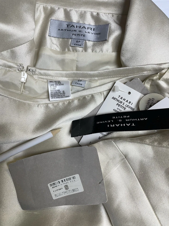 NUEVO $290 Tahari ASL Falda Traje Talla 8P Se Ajusta Como 6P Conjunto de Dos Piezas Seda y Lana Foto 2 de 4