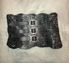 Widow Vegan Leather Corset Belt Black Maybe Small No Tags Nickle Buckles