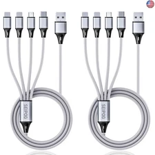 Multi Charging Cable, USB Cable 3A 4FT Nylon Braided Universal 4in1 Charger