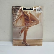 New JCPenney Average Navy Nylons Silky Sheer Caress Control Top Pantyhose