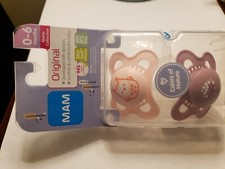 MAM SENESITIVE SKIN PACIFIERS, 0-6 MONTHS, MINI COLLECTION matte pink with clip
