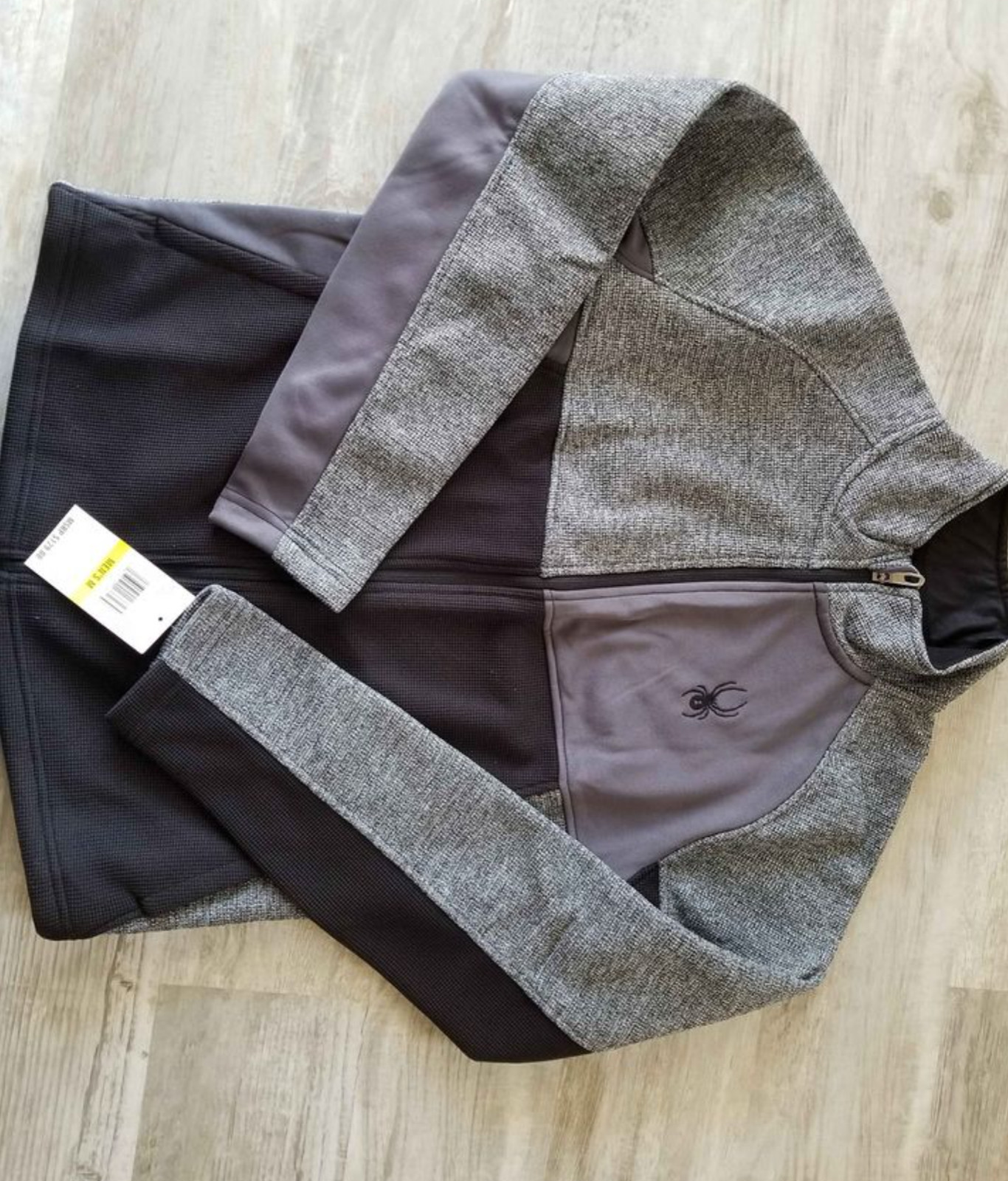 NEW SPYDER FULL ZIP JACKET MENS L BLACK/GRAY POLAR MARBLE JACKET