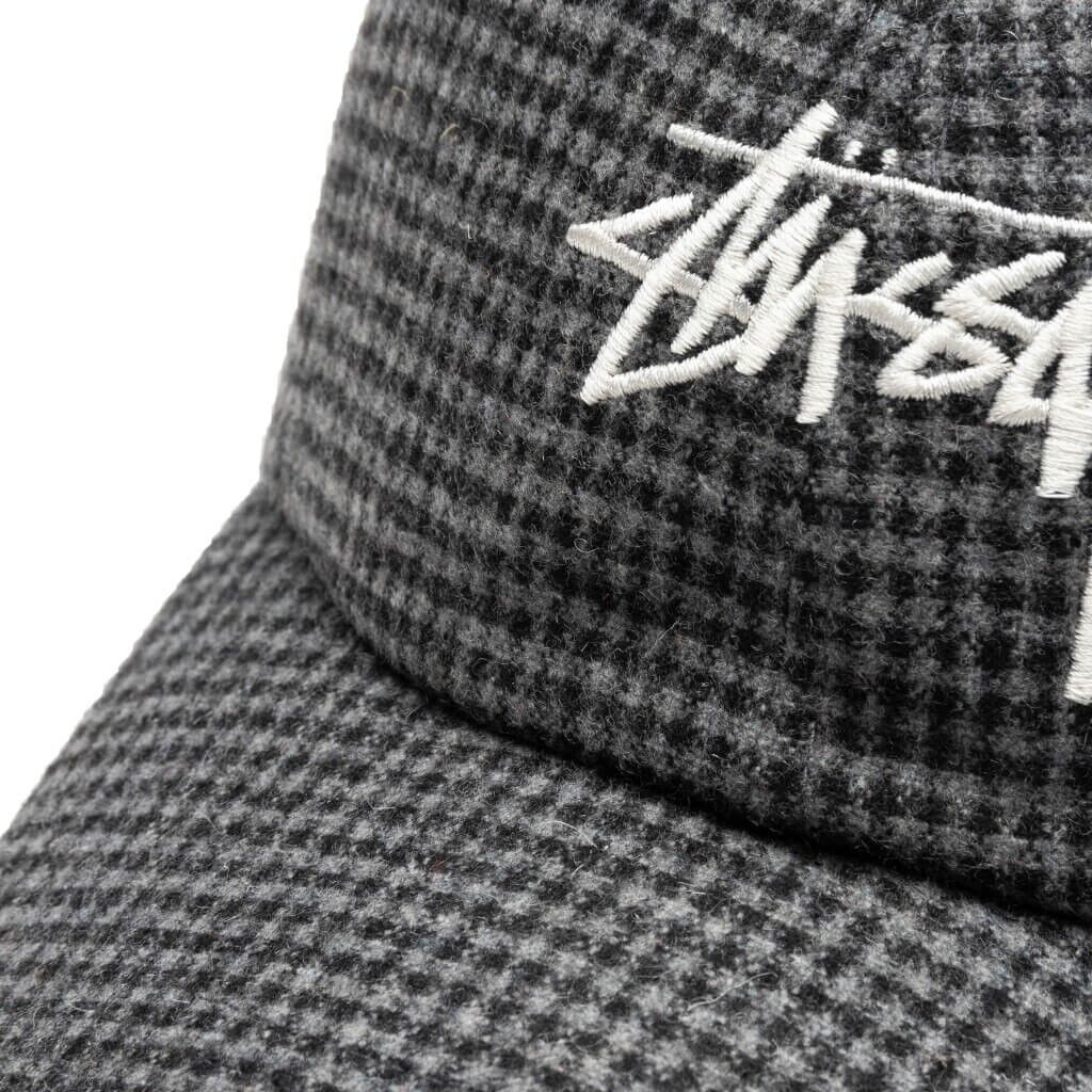 STUSSY WOOL CHECK BIG STOCK LOW PRO CHARCOAL CAP HAT One STUSSY WOOL CHECK BIG STOCK LOW PRO CHARCOAL CAP HAT One