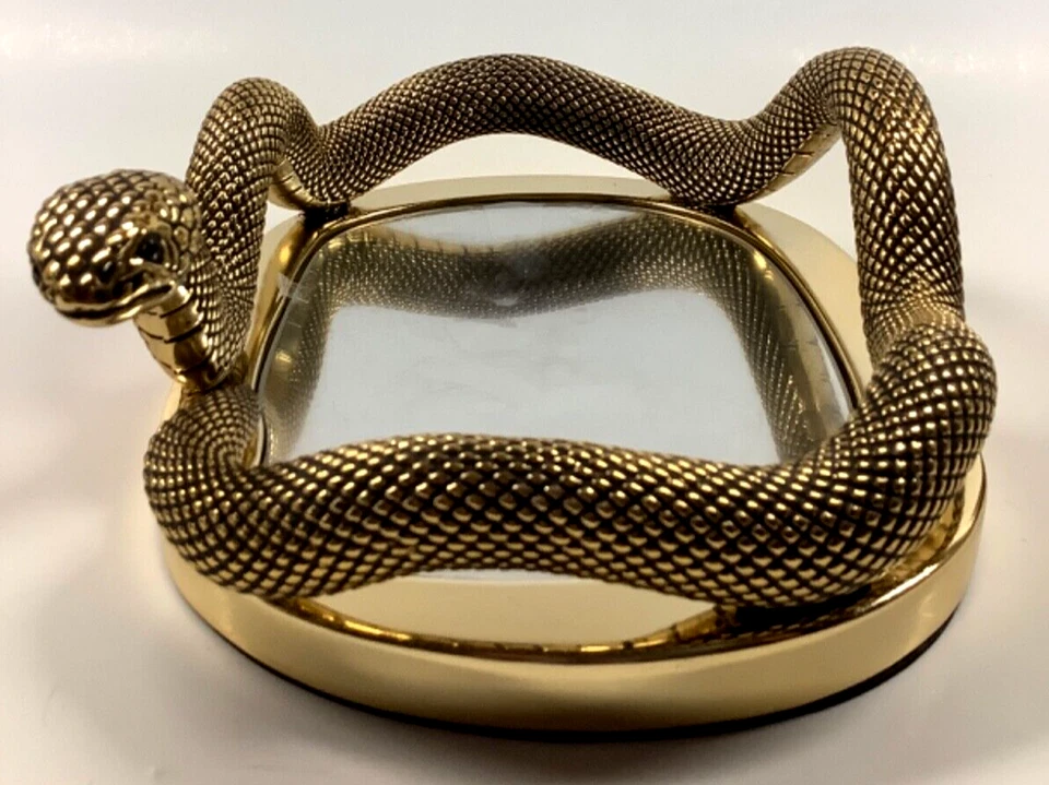 Bath & Body Works 3" x 8" x 6" Dorado Enrollado Serpiente Espejo Bandeja Tocador Nuevo con Etiquetas Foto 4 de 4