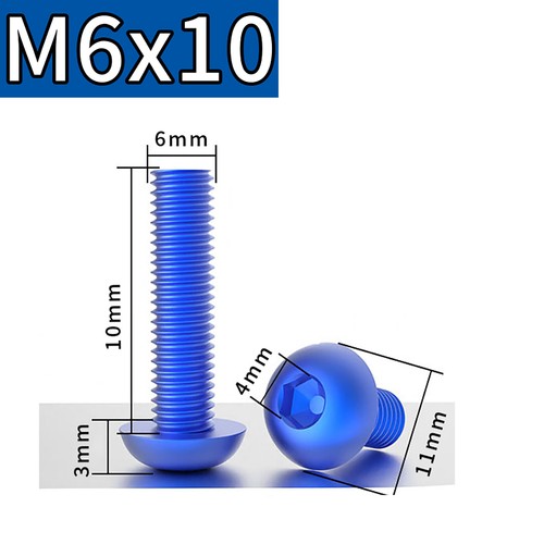 M6 Aluminium Button Head Allen Screws Anodizing Hex Socket Colourful Screws - Picture 32 of 78