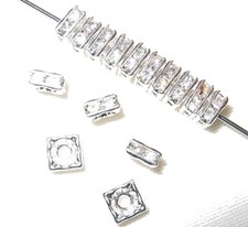 20 Swarovski Squaredelles Beads 8x8mm Silver / Crystal SQ801