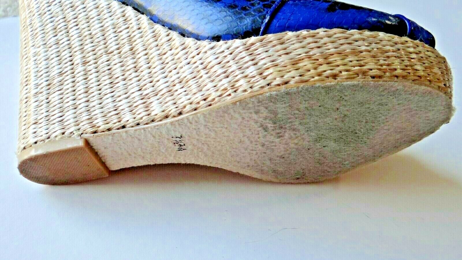 WHBM Blue PYTHON PRINT Slingback WEDGE HEELS 7.5 … - image 6