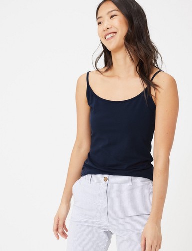 LADIES EX Marks u0026 Spencer COTTON FITTED CAMI TOP NAVY VEST CAMISOLE Mu0026S |  eBay