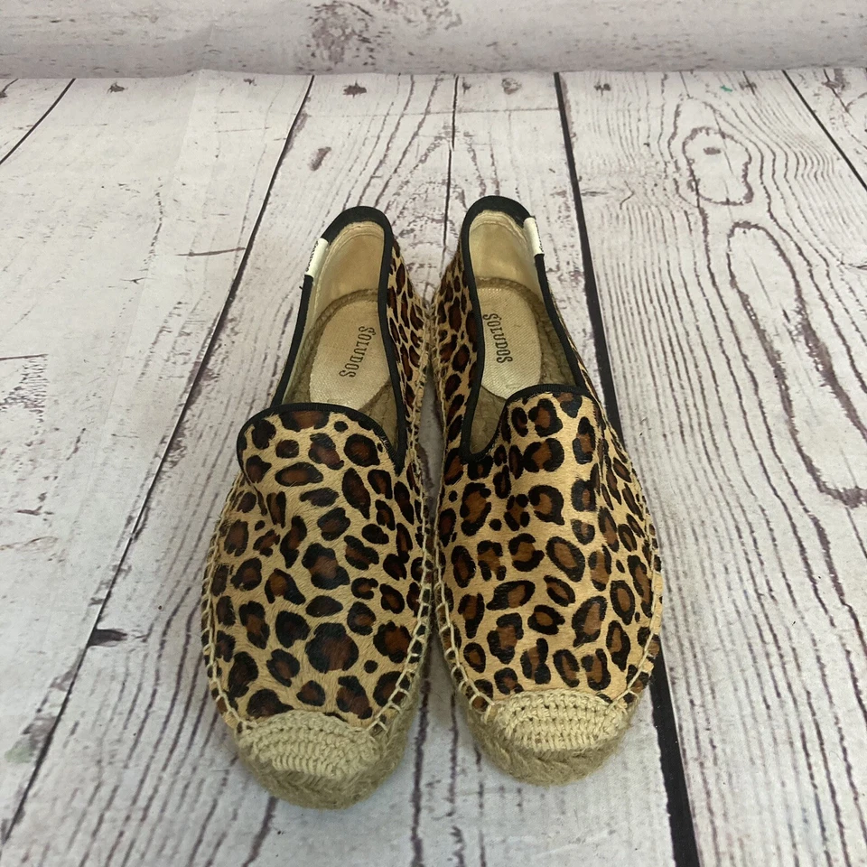 Mocasín Soludos para mujer 7 cuero pelo de becerro estampado de leopardota plana sin cordones Foto 3 de 4
