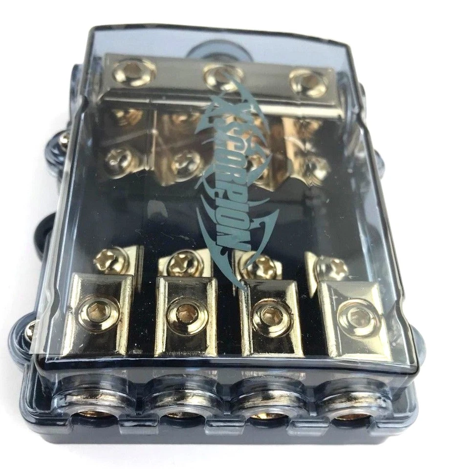 4 POSITION MINI ANL (AFS / MIDI) GOLD DISTRIBUTION BLOCK 4 TO 8 GAUGE CAR MARINE - Image 4 of 4