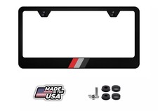 Audi Sport Retro Flag Black Stainless Steel License Plate Frame