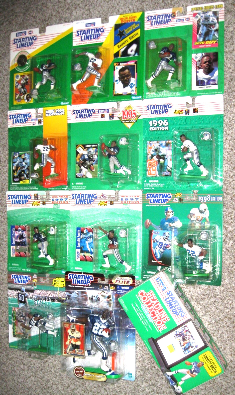 All 12 Emmitt Smith Dallas Cowboys Base-set Starting Lineups Near-mint or Better