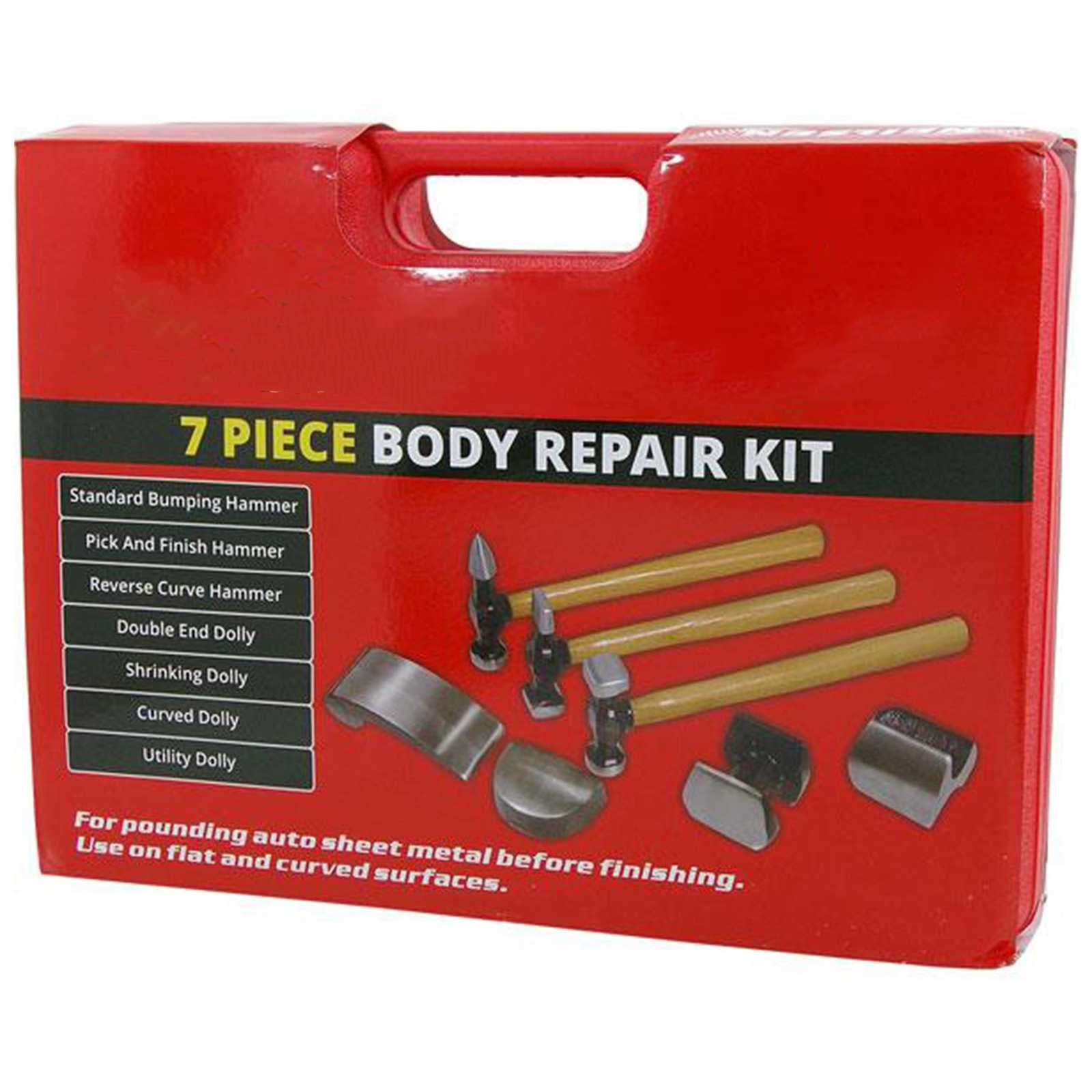 7Pc Car Auto Body Panel Repair Tool With Fibre Body Beating Hammer Set