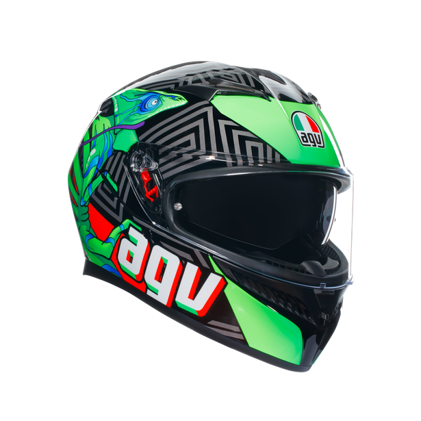agv k3 2206 AGV K3 Kamaleon Black Red Green Full Face Motorcycle Helmet ECE 2206