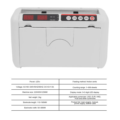Bill Counter Money Cash Counting Machine Portable Rechargeable UV Detection New