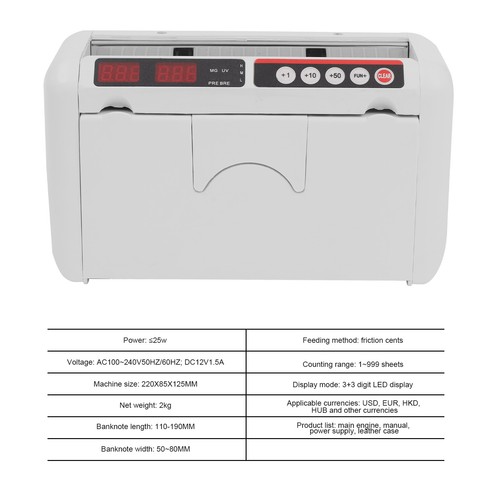 Geldzähler Maschine Präzise Rechnung Wert Zählen für USD EUR Wiederaufladbar USA - Bild 2 von 15