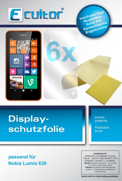 6X Schutzfolie FüR Ecultor Nokia Lumia 630 Klare Displayschutzfolie Crystalclear-image