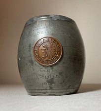 antique 1904 French bulldog kennel dog pewter bronze trophy award mug Caldwell