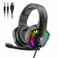 Image of 3.5m Gaming Headset With Mic RGB Backlit USB for PC Xbox One PS4 Nintendo Switch