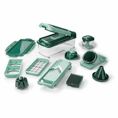 Nicer Dicer Chef Professional - Tagliaverdure 23 Pezzi Con Contenitore 5,2L - Affettatrice Manuale, Julienne, Grattugia - Lame In Acciaio G-NOX