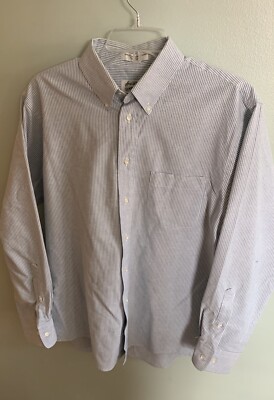 vintage 80's Sears Blue Striped Button Down Shirt LS USA 16 32/33