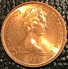 HIGH GRADE UNC 1972 CAYMAN ISLANDS THRUSH BIRD ONE CENT-MAY140