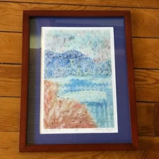 Merikay Payne Signed Early Impression Pond w Hills & Marsh Grass Impressionistic