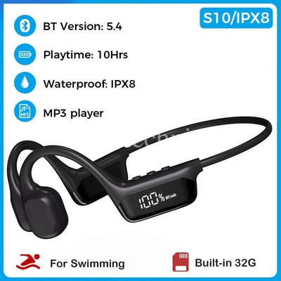 Bluetooth 5.4 True Bone Conduction Headphones Open Ear Swimming Headset 32GB MP3