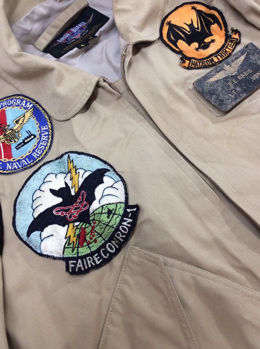 Vintage Named Flight Jacket With Patches VQ-1, CAG-11, F-16 Vintage Named Flight Jacket With Patches VQ-1, CAG-11, F-16