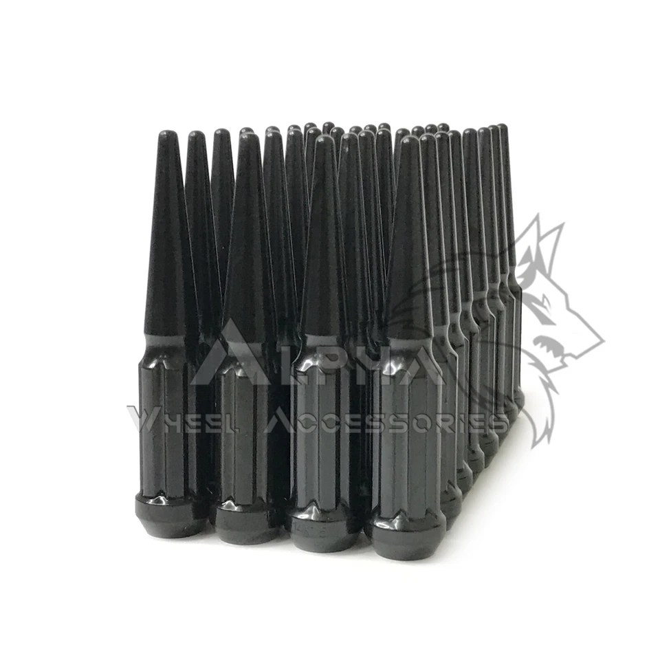 Tuercas de clavo estriadas negras 32 piezas 14x1,5 para Ford Super Duty F-250 F-350 + llave Foto 2 de 4