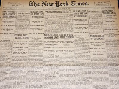1923 JULY 28 NEW YORK TIMES - ROTHSTEIN EVASIVE AT FULLER HEARING - NT 7752