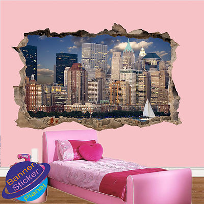 NEW YORK WOLKENKRATZER STADT LANDSCHAFT WANDAUFKLEBER ZIMMER BÜRO DEKOR AUFKLEBER WANDBILD ZL8