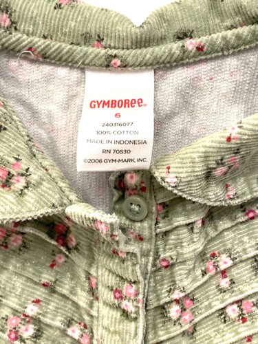 LOT 2 Green Floral Corduroy Prairie Dress Gymboree Shirt Top Girl Size 5, 6, 10 - Picture 8 of 10