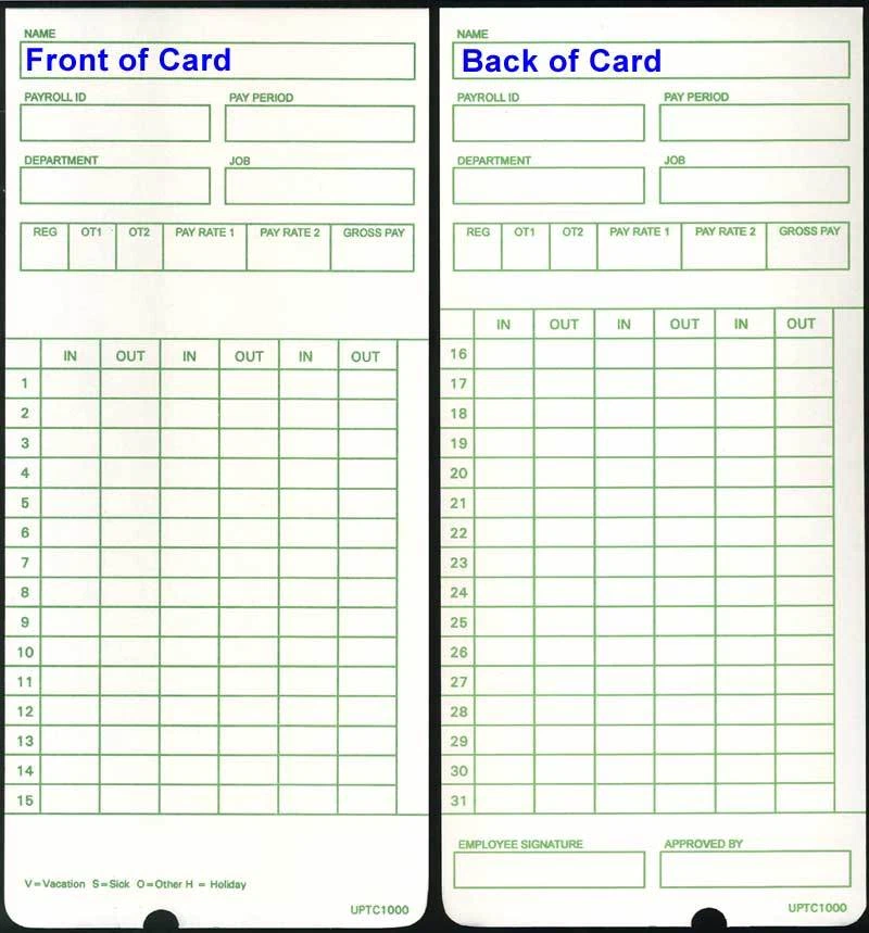 COMPUMATIC (600) Time Cards for uPunch HN1000 / HN3000 Time Clock (uPTC1000-1 Compatible)