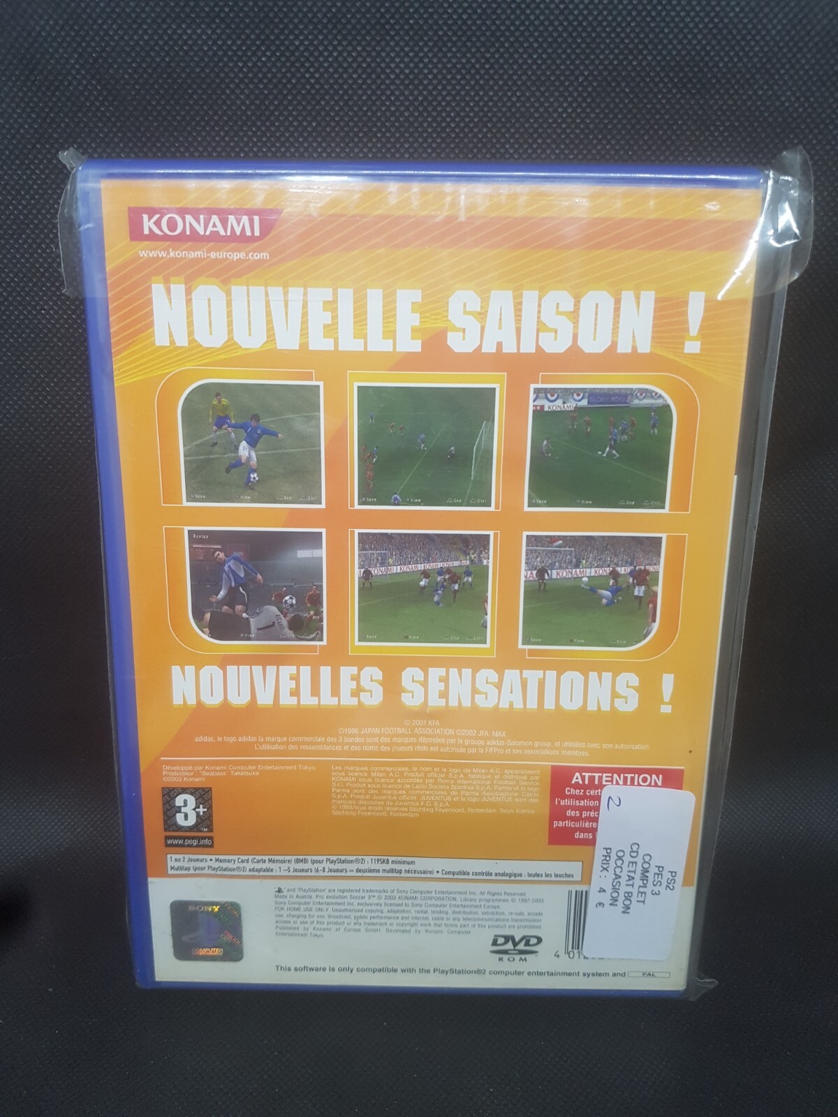 Jeu PS2 PES 2 (Pro Evolution Soccer 2) - Version Complète, Bon état, Compatible PS3