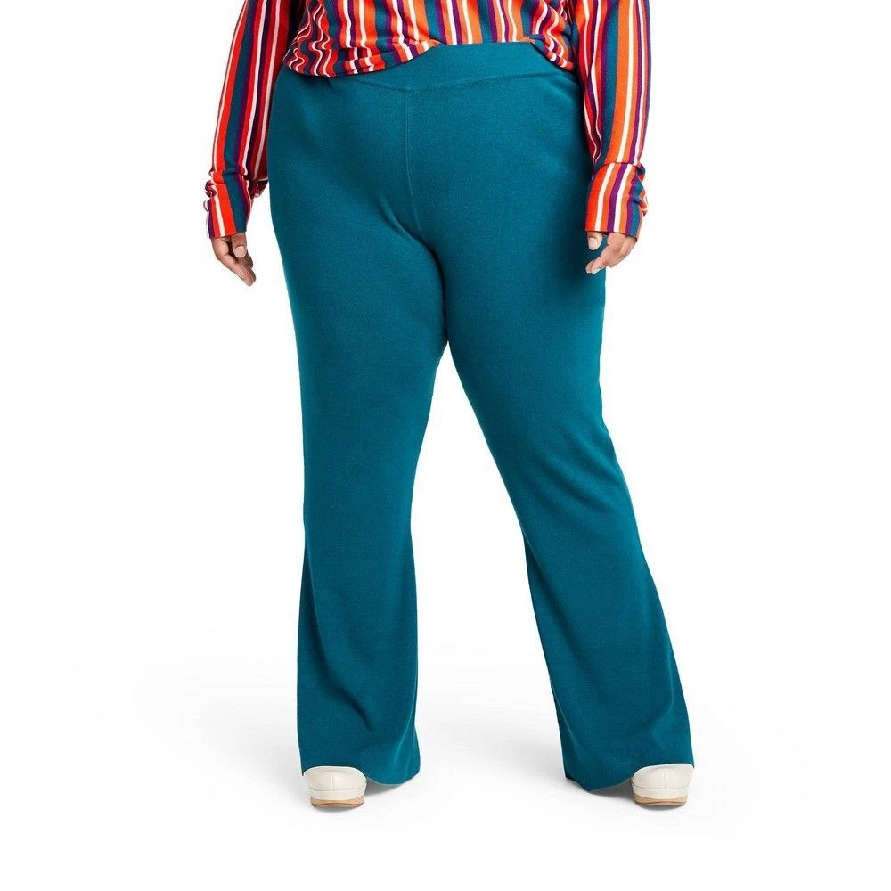 Women's Plus Size High-Rise Flare Sweater Pants - Victor Glemaud Target  Teal 3X