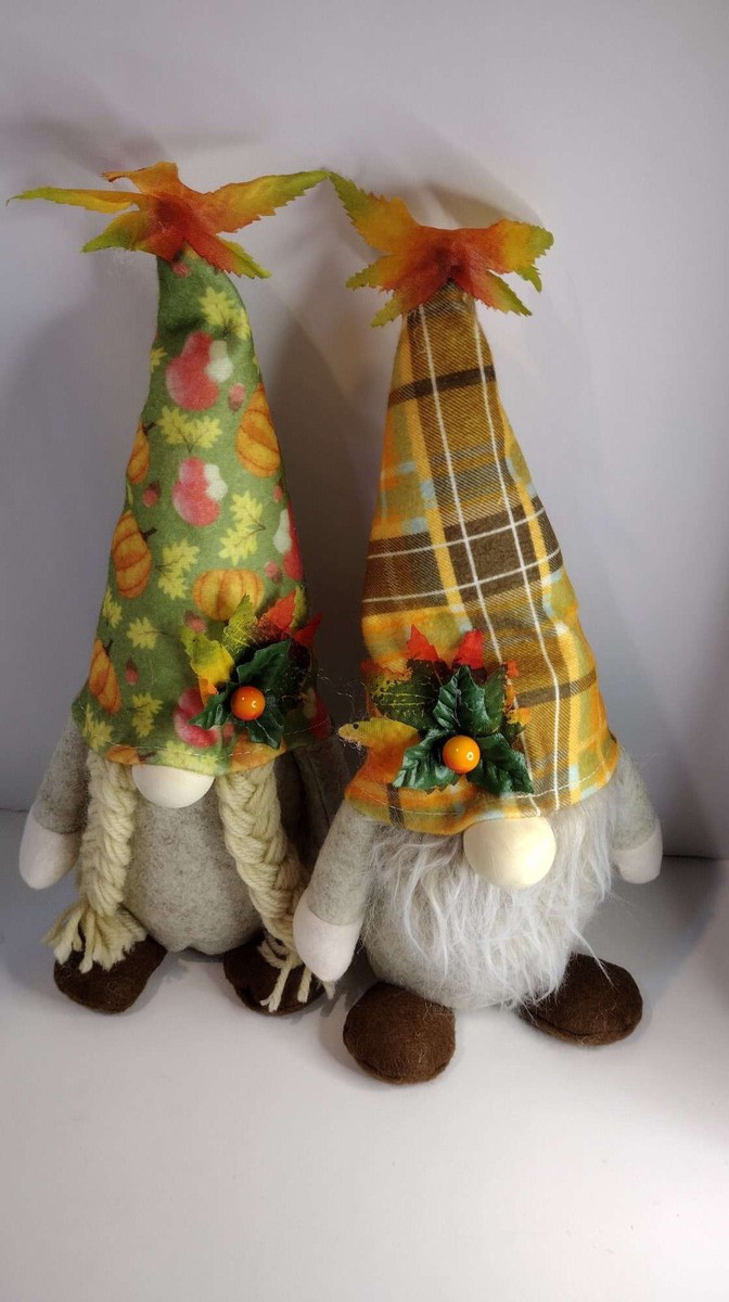 Thanksgiving Gnome Decorations, 2Pack Handmade Fall Harvest Gnome Plush  Swedish