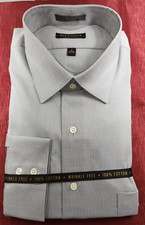 Van Heusen Mens Dress Shirt 18 34-35 XL Regular Grey Oxford New