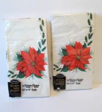 VTG Duni 2 Pack Lot Christmas Poinsettia Paper Dinner Napkins NOS 12 Count Pack