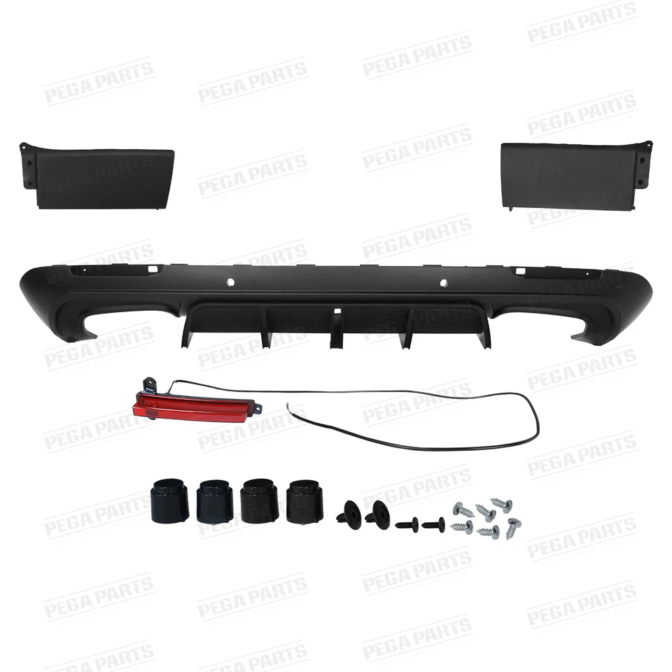 For 2015-2023 Dodge Challenger LED Matte Black Rear Bumper Diffuser Shark Fin Foto 4 de 4