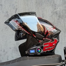 Hombres Mujeres Bluetooth Motocicleta Intercomunicador Casco Doble Viseras Modular Casco Motor