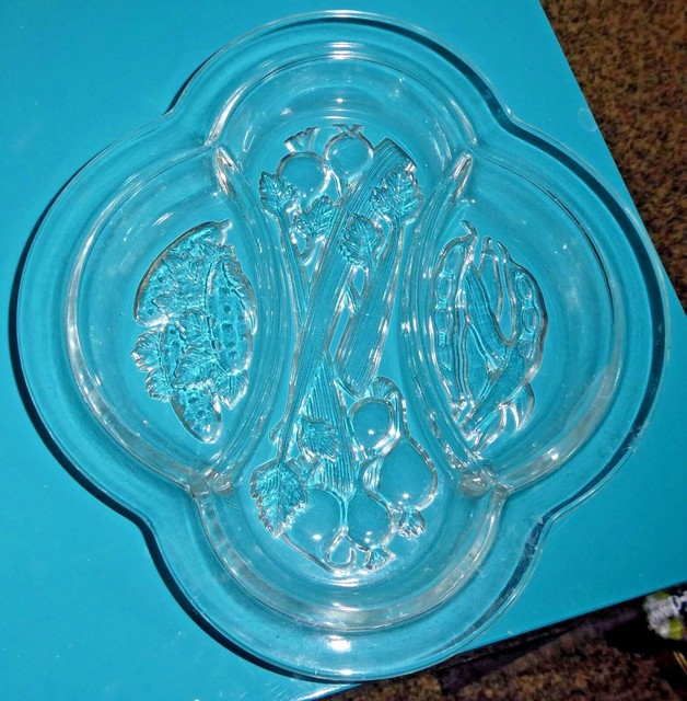 Vintage Clear Glass VegetableThemed Appetizer or Relish Plate eBay