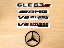 Gloss Black RED GLE63S AMG V8 BITURBO 4MATIC+ Star Trunk Emblem Badge V167 19-23