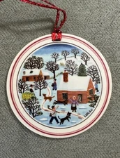 Villeroy Boch Naif Laplau Double Sided Winter Scene Porcelain Christmas Ornament